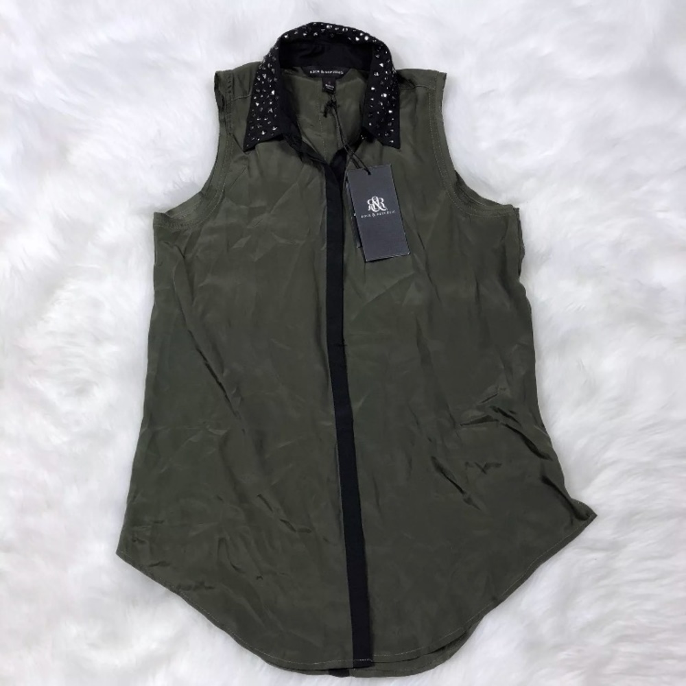 Rock & Republic Top Small Olive Green Sleeveless